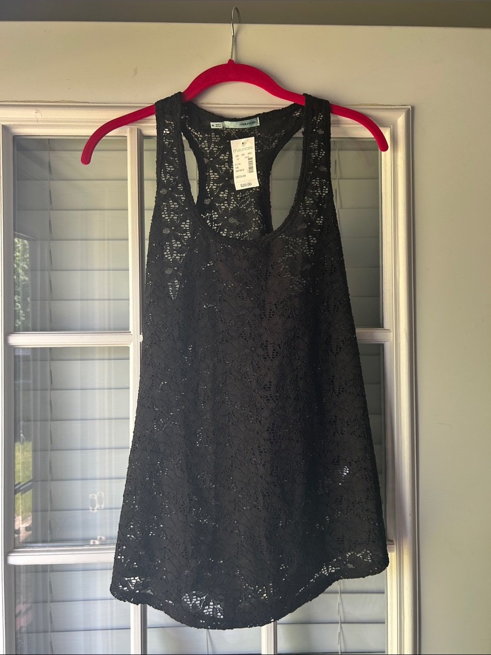 Maurices Black Floral Lace Racerback Tank